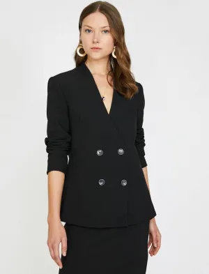10733 Black Double-Breasted Jacket