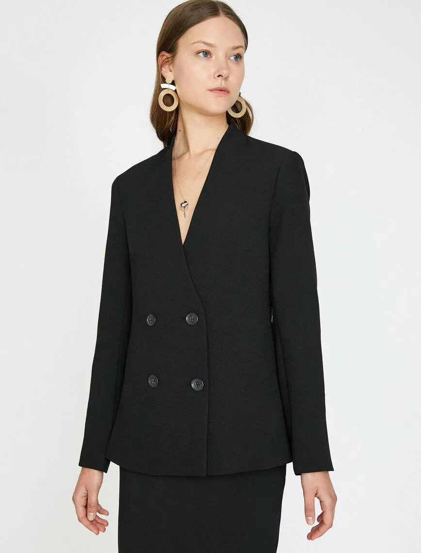 10733 Black Double-Breasted Jacket
