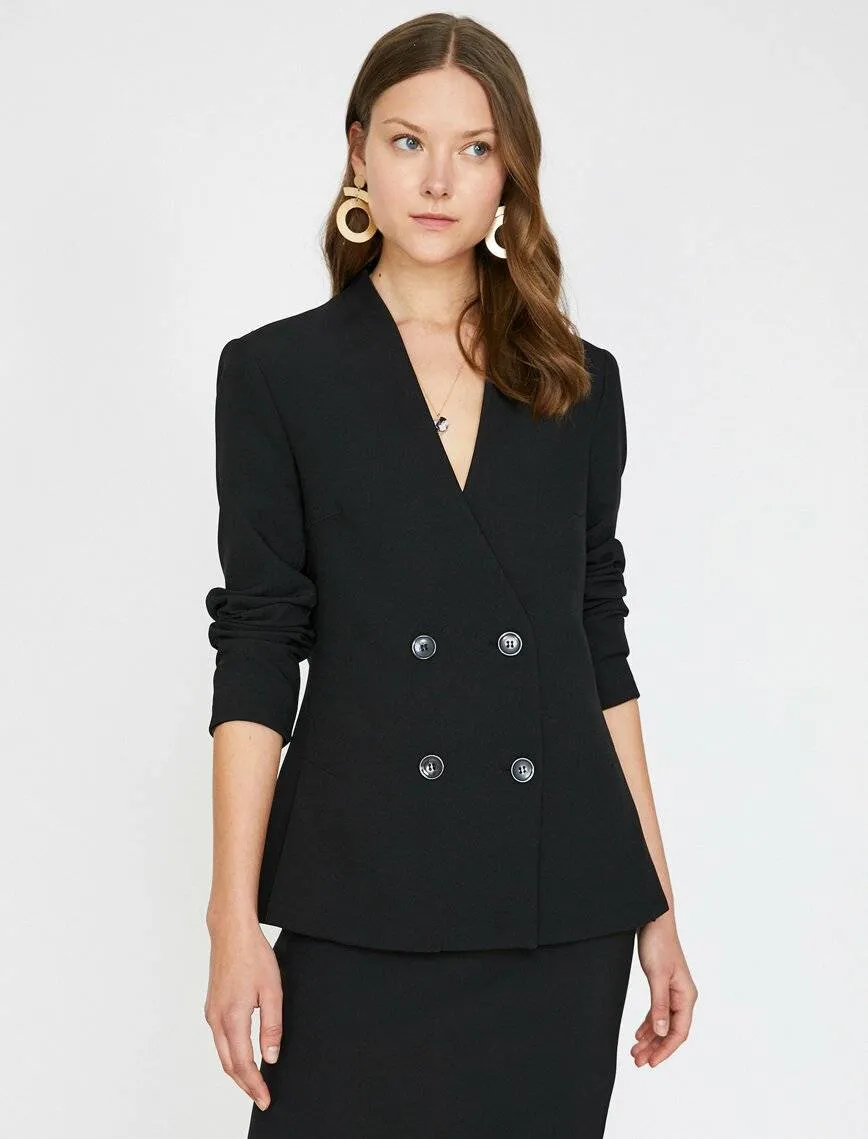 10733 Black Double-Breasted Jacket