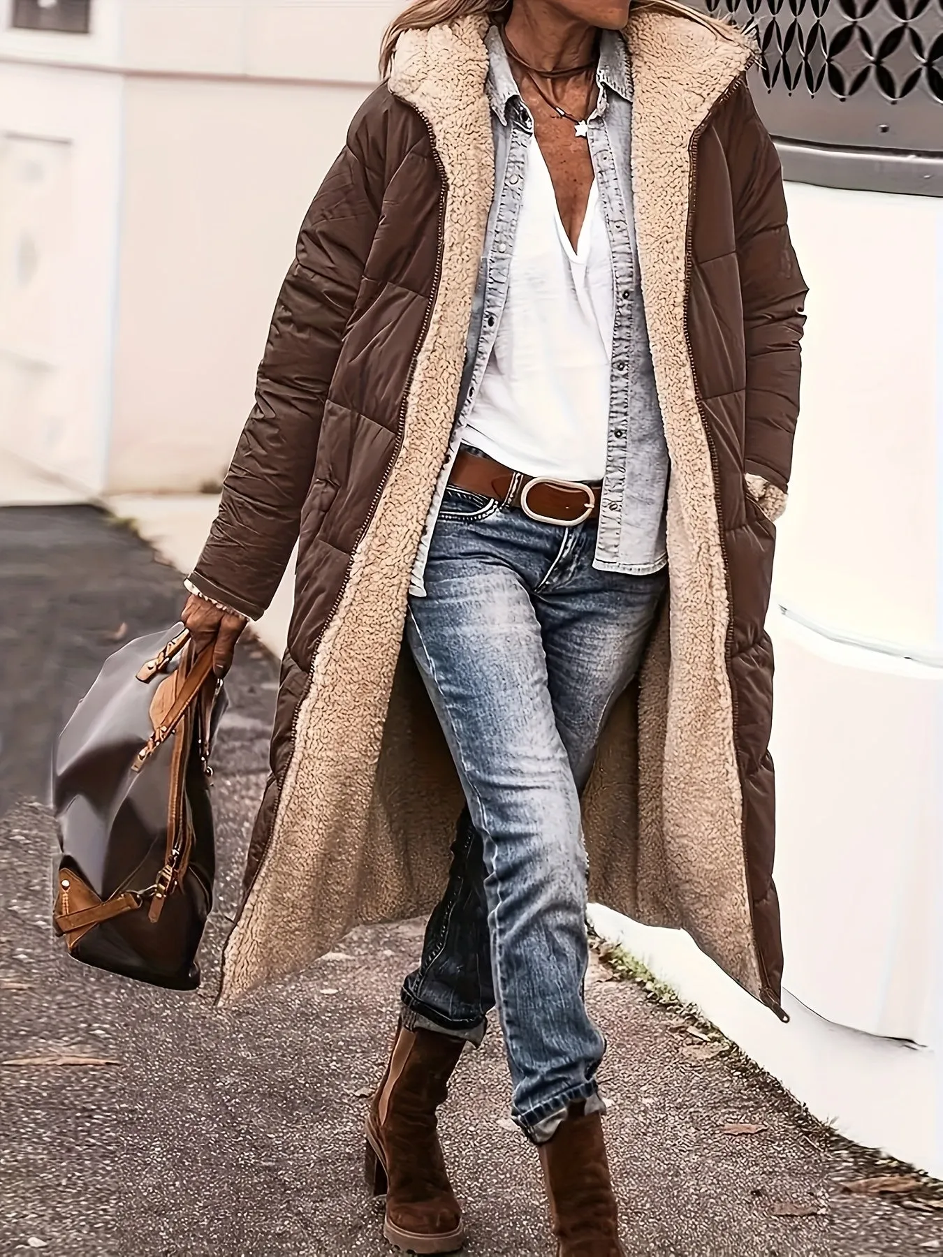 Becky  Oversized Sherpa-Lined Coat