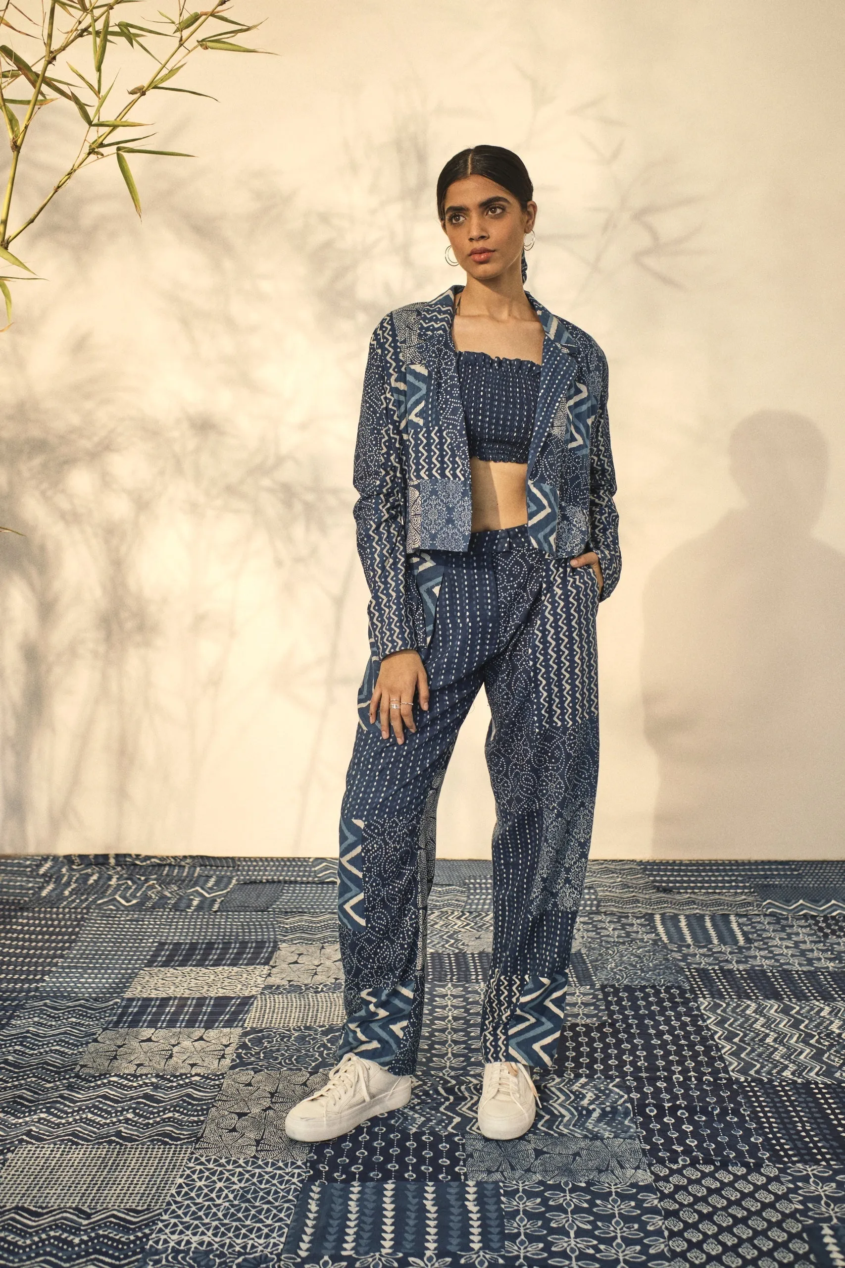 Blue Bagru Prints Blazer