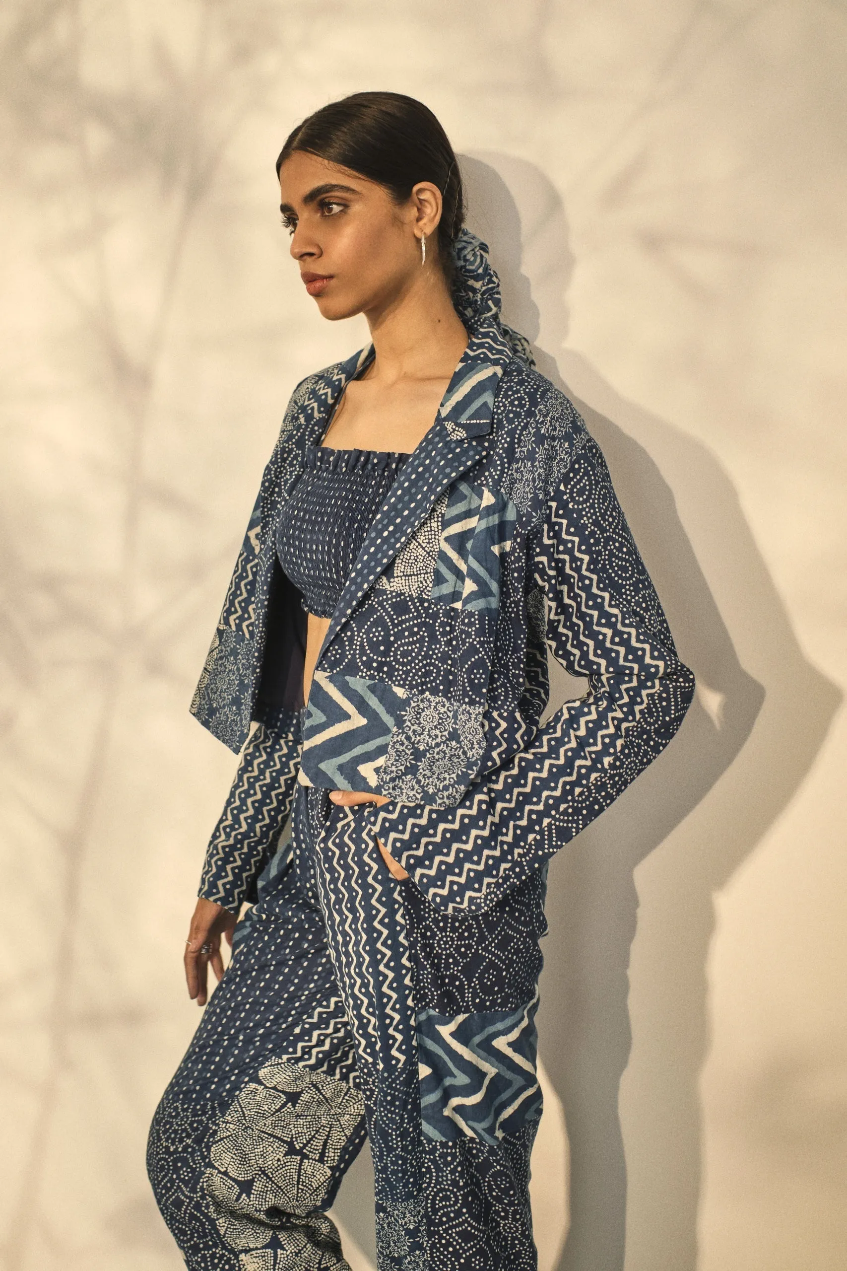Blue Bagru Prints Blazer