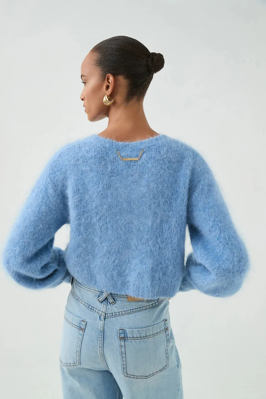 Celine Fluffy Cardigan Blue Sky