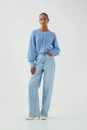 Celine Fluffy Cardigan Blue Sky