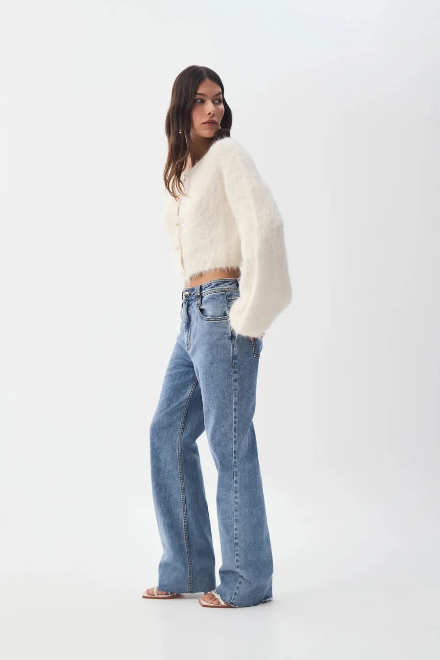 Celine Fluffy Cardigan Ivory