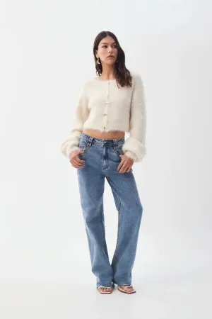 Celine Fluffy Cardigan Ivory