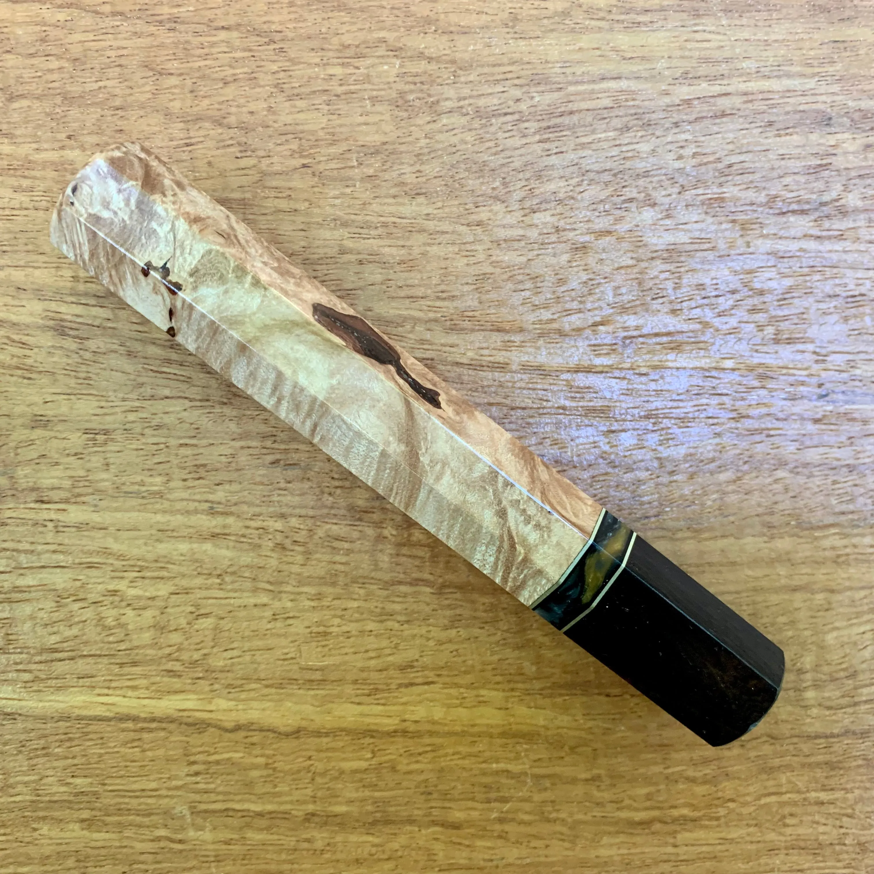 Custom Japanese Knife Handle - Maple burl and African Blackwood
