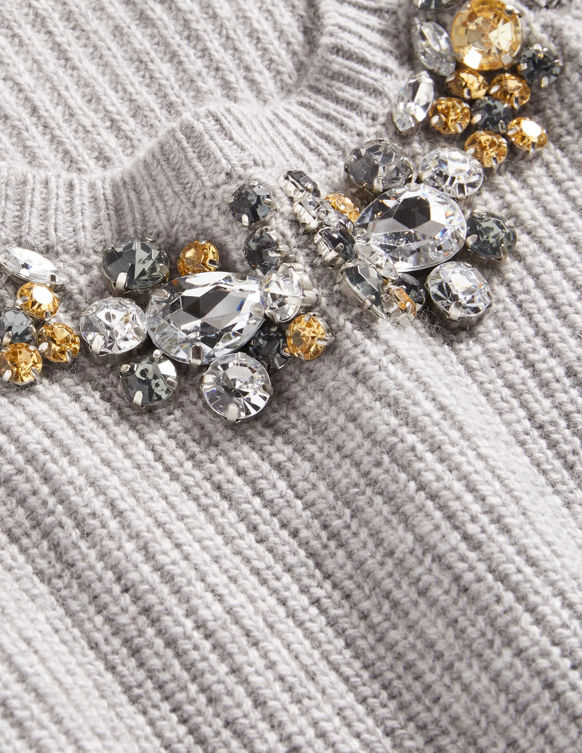 Embellished Party Jumper-Grey, Embellished Collar
