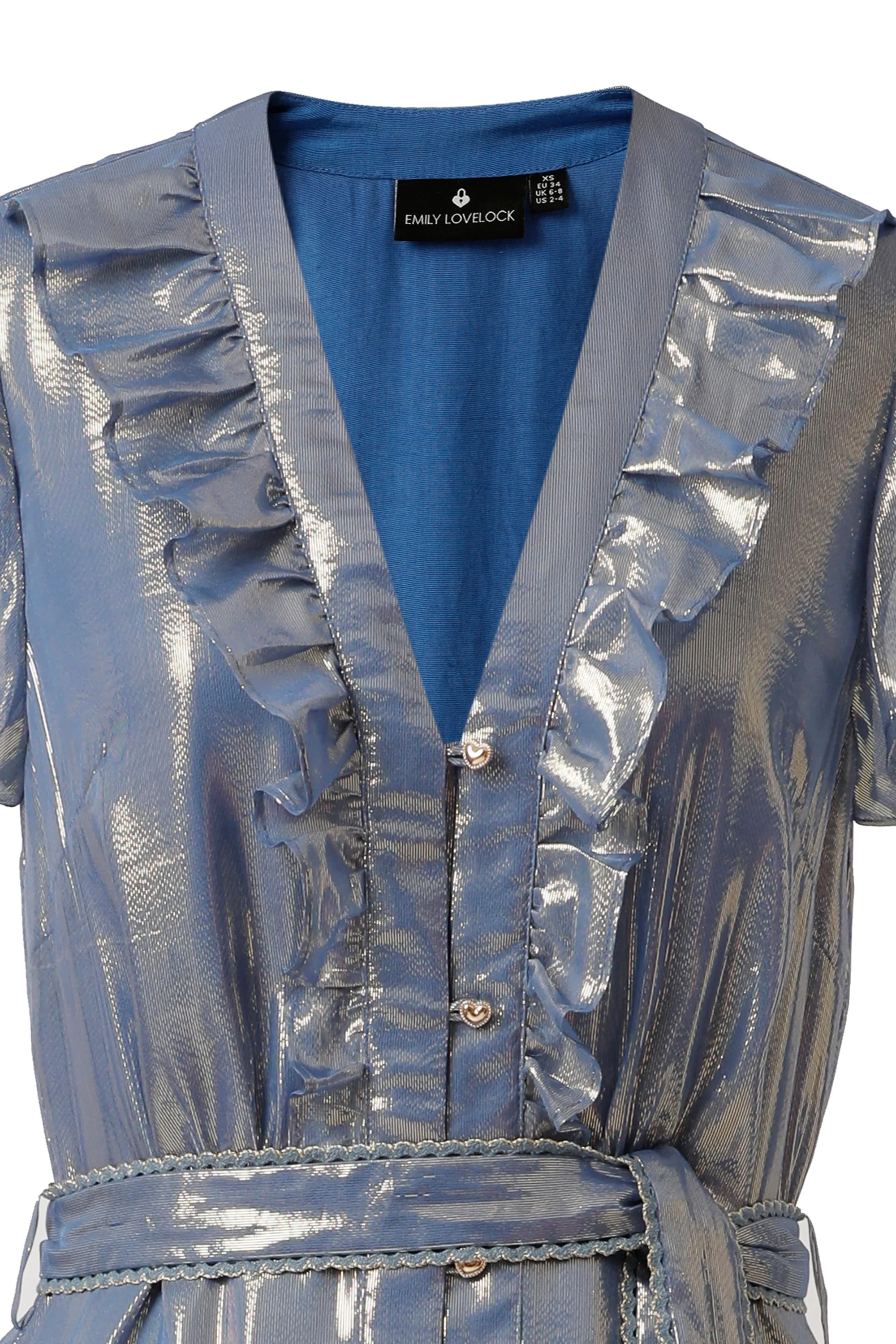 Emily Lovelock Ampardo Blue Kayla Lurex Dress
