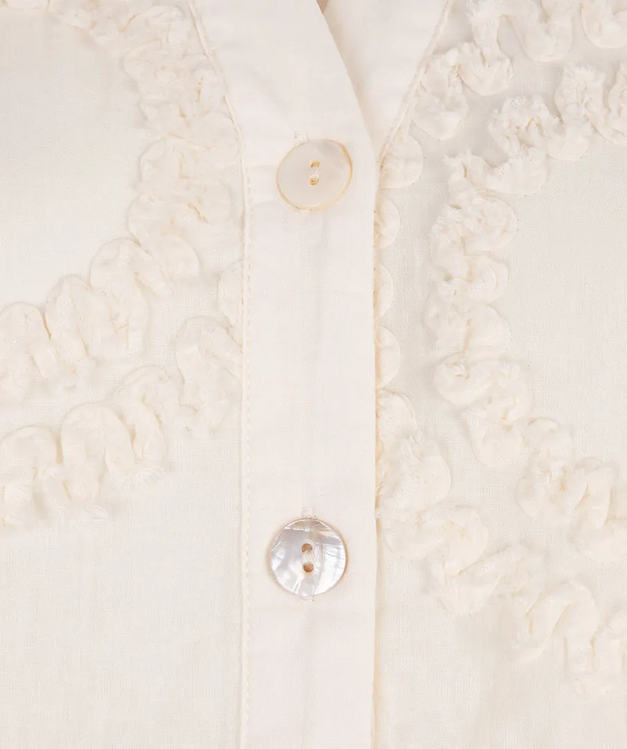Esqualo Light Sand Dress With Flower Embroidery