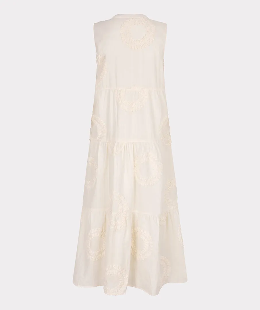 Esqualo Light Sand Dress With Flower Embroidery