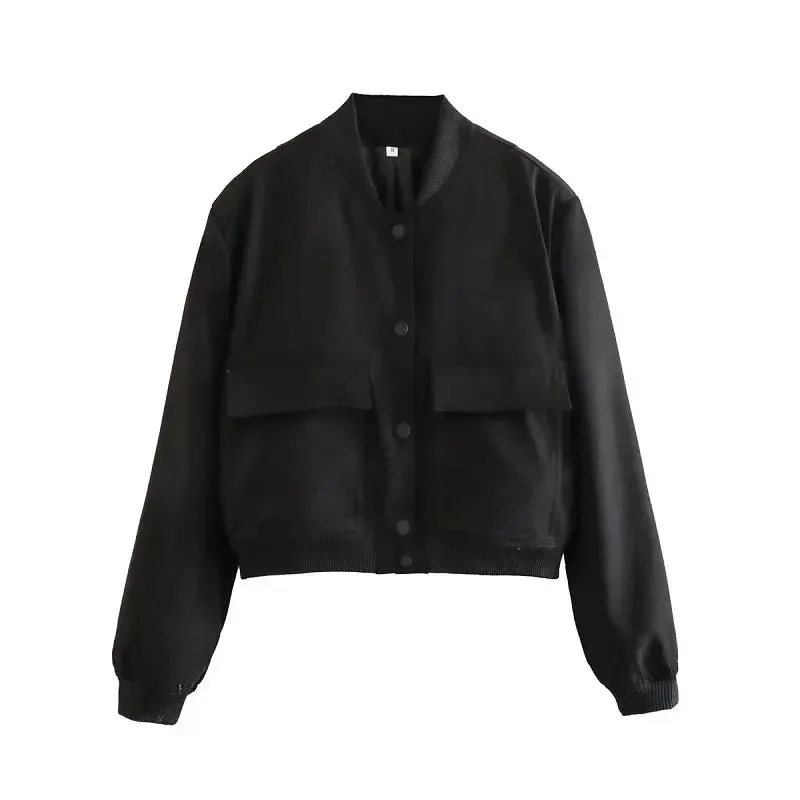 Ladies Bomber Jacket - Black Casual Outerwear