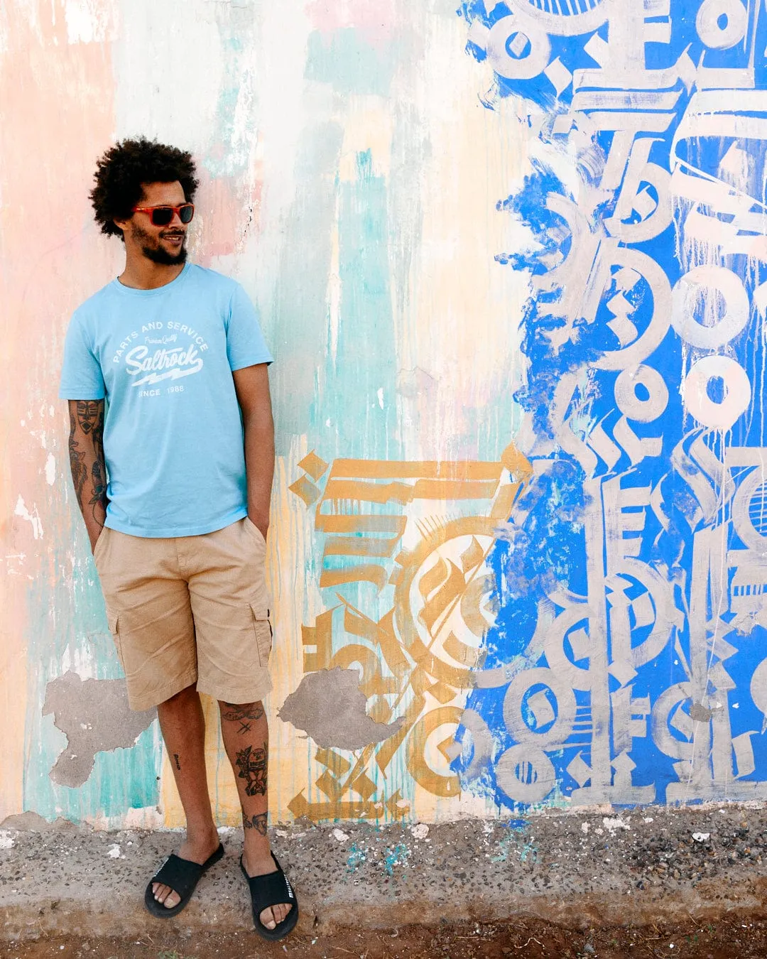 Last Stop Motel - Mens T-Shirt - Light Blue