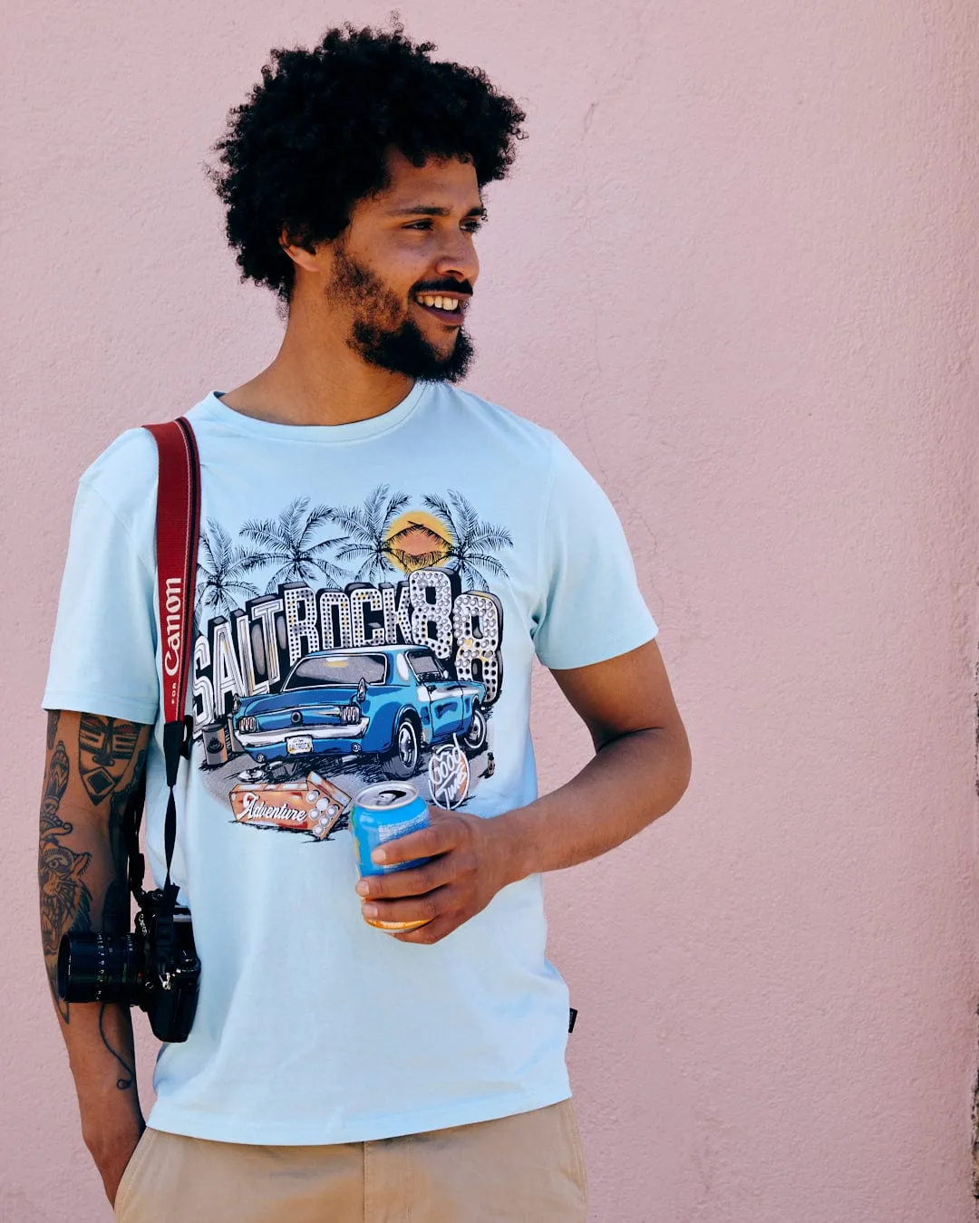 Neon Boneyard - Mens Short Sleeve T-Shirt - Light Blue