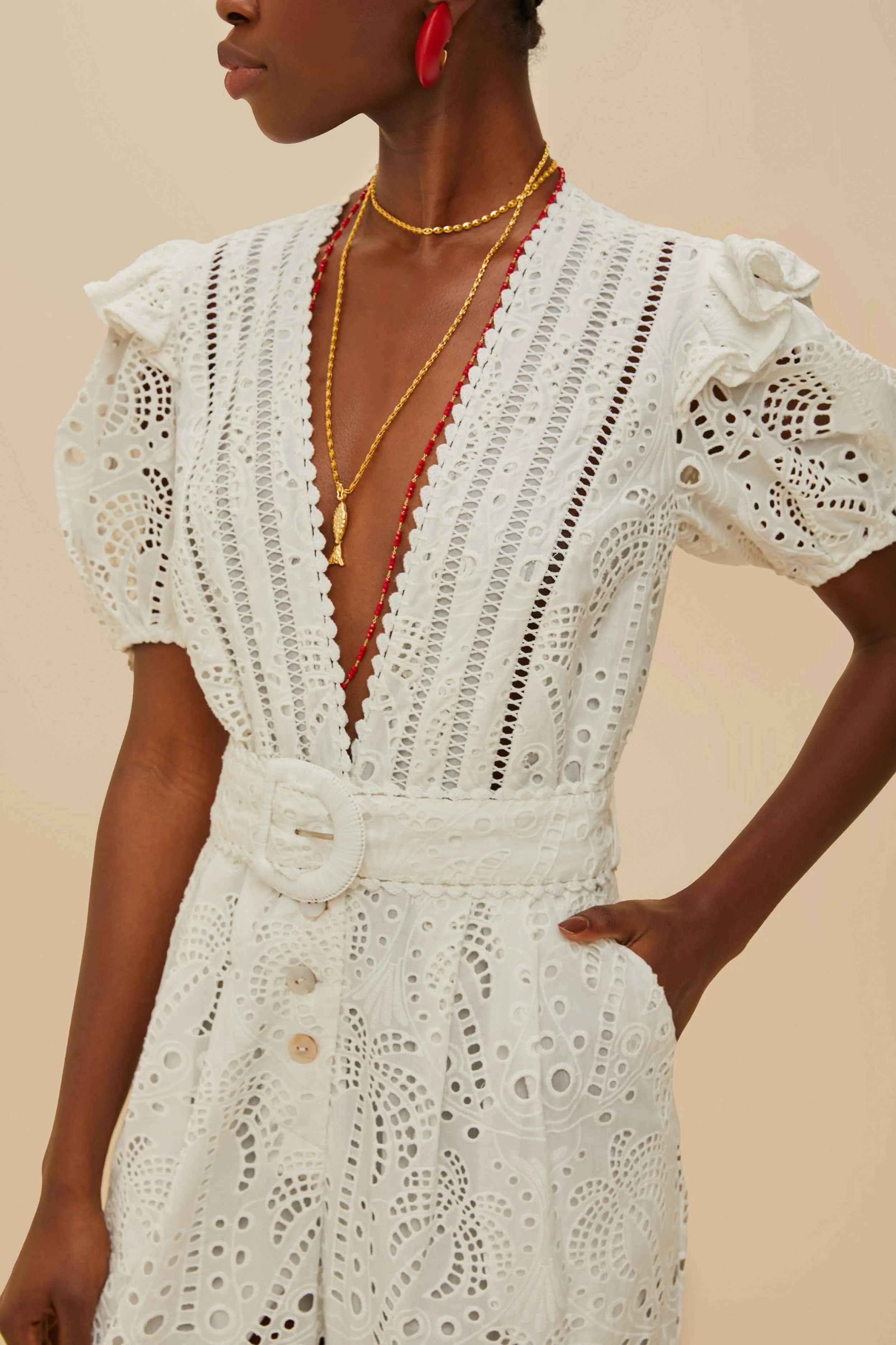 Off-White Palm Tree Eyelet Jumpsuit