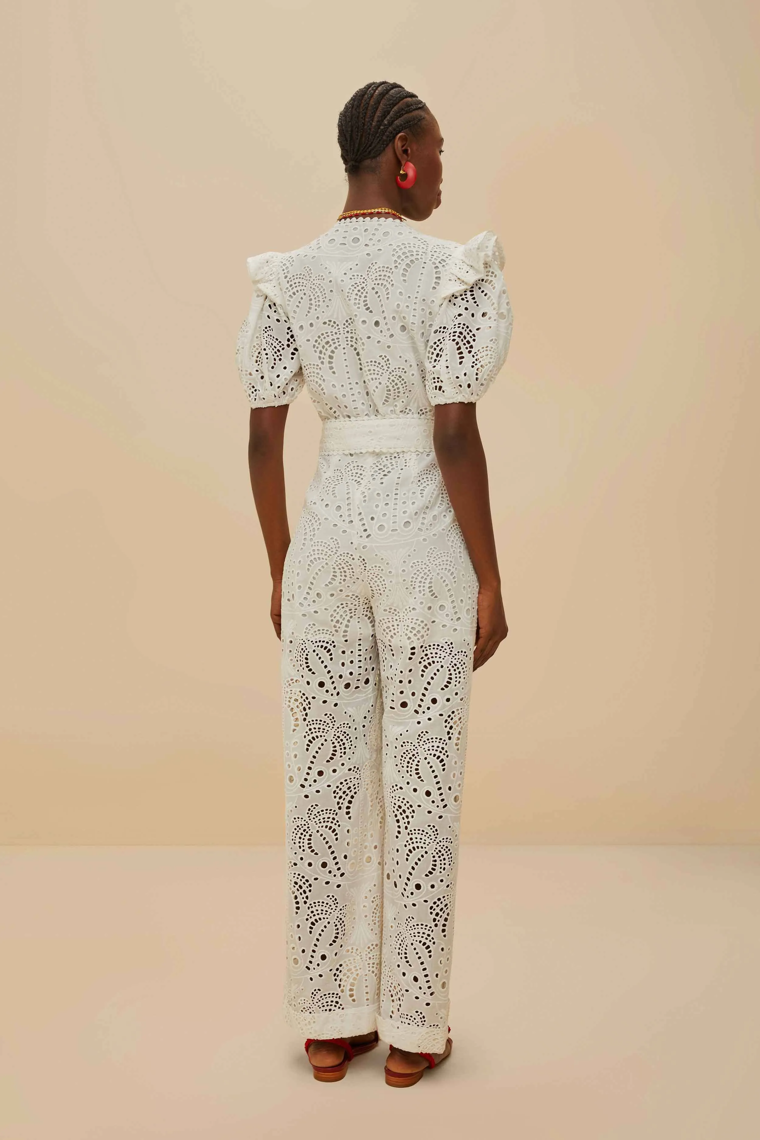 Off-White Palm Tree Eyelet Jumpsuit