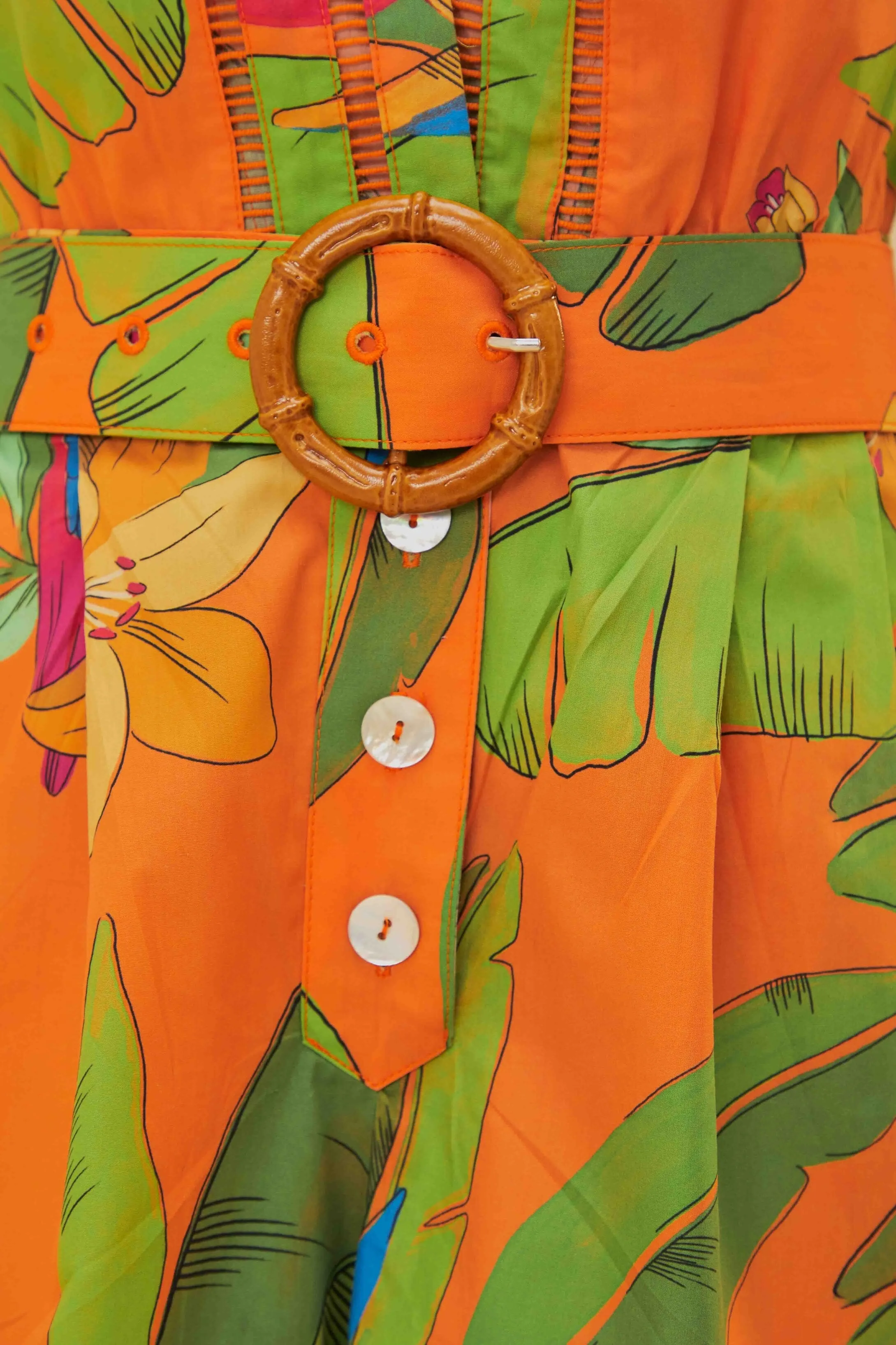 Orange Fresh Macaws Romper