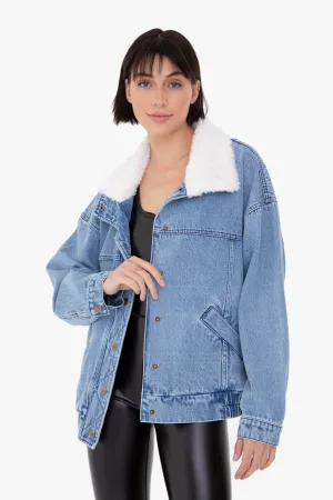 Oversized Bomber Denim Jacket
