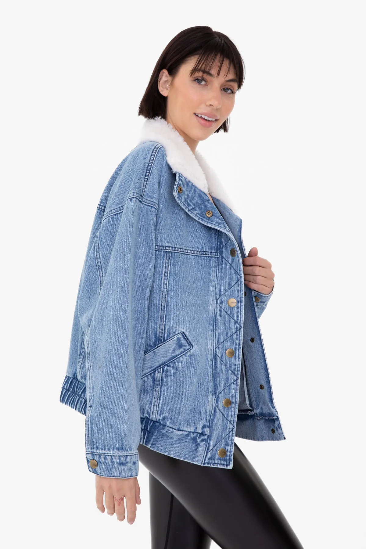 Oversized Bomber Denim Jacket