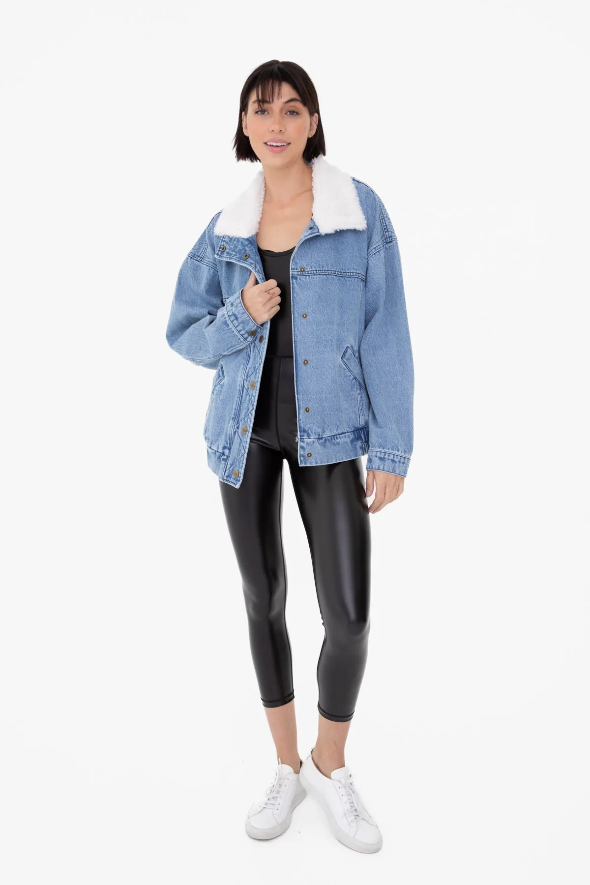 Oversized Bomber Denim Jacket