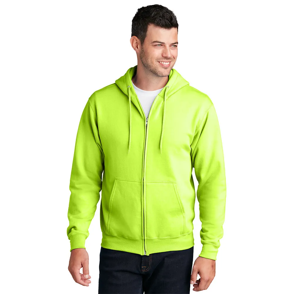 Port & Company® Core Fleece Full-Zip Hooded Sweatshirt - Neon Yellow