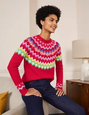 Relaxed Fair Isle Jumper-Rockabilly Red