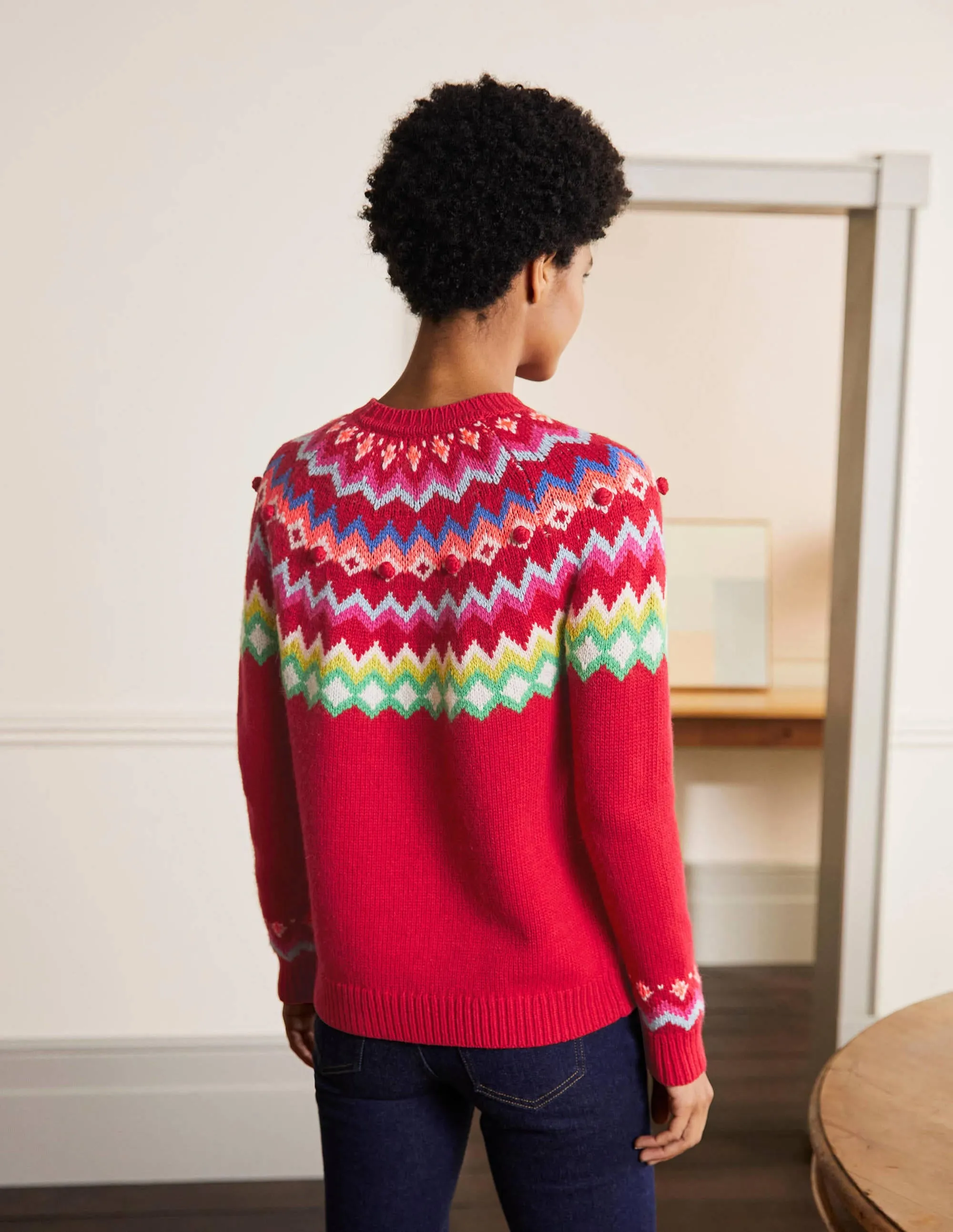 Relaxed Fair Isle Jumper-Rockabilly Red