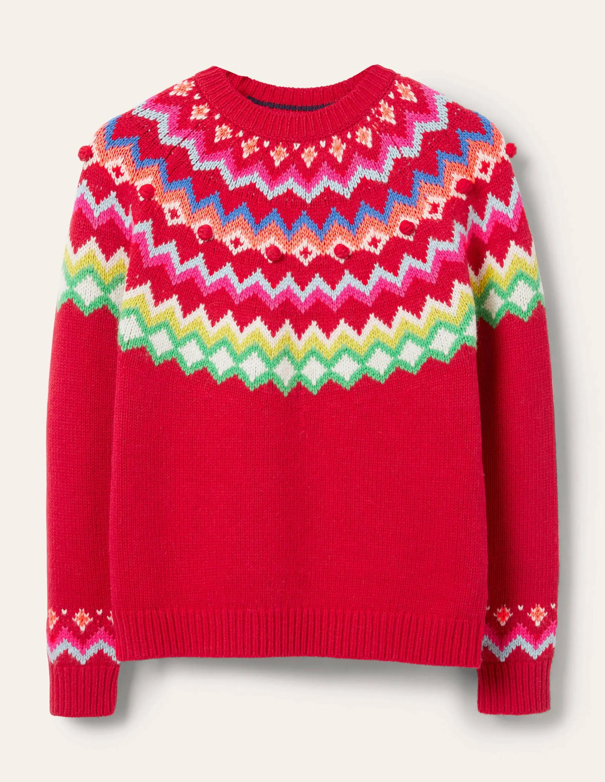 Relaxed Fair Isle Jumper-Rockabilly Red