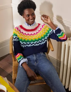 Relaxed Fair Isle Jumper-Starboard Blue