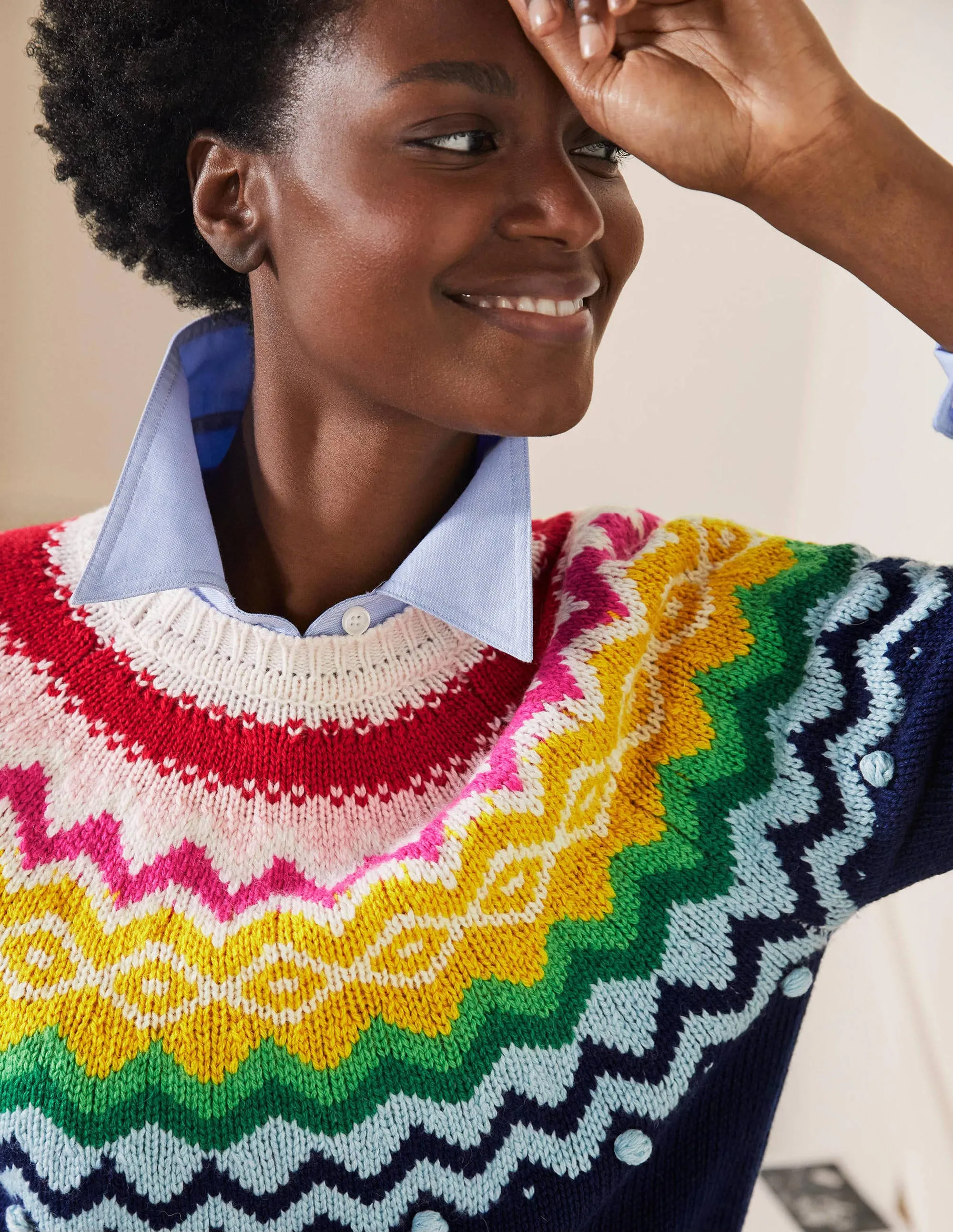 Relaxed Fair Isle Jumper-Starboard Blue