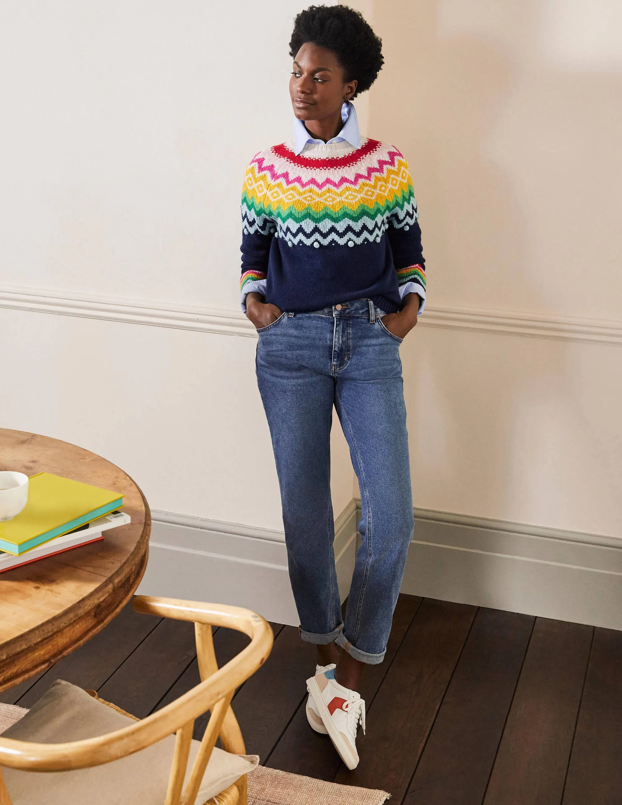 Relaxed Fair Isle Jumper-Starboard Blue