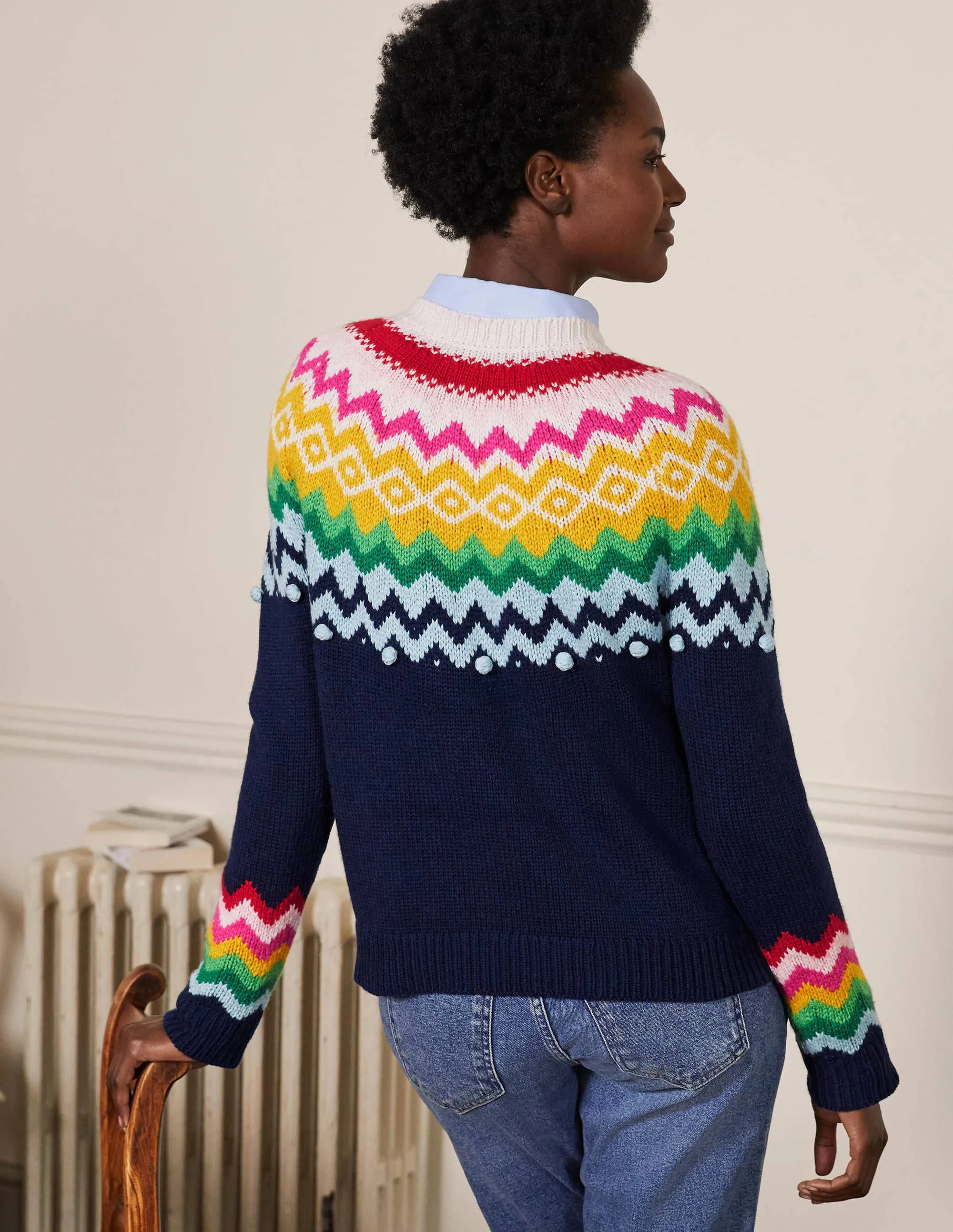 Relaxed Fair Isle Jumper-Starboard Blue