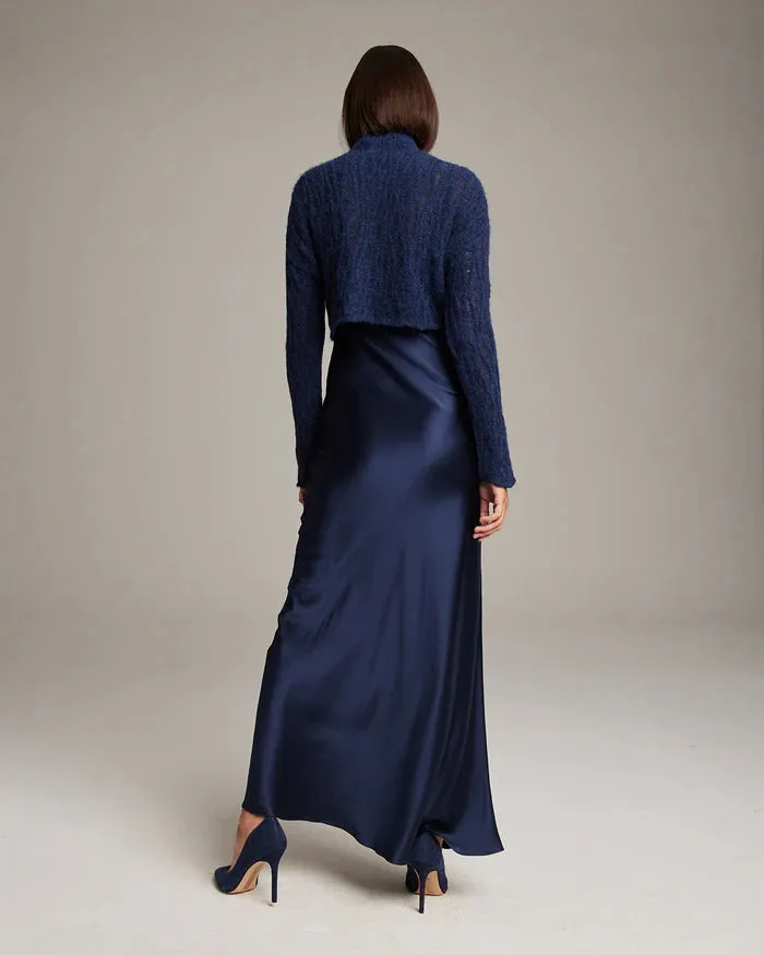 Ribbed Cropped Sweater | Navy