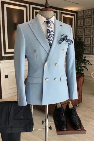 Suzhoufashion Aidan Brown Double Breasted Slim Fit Men Suits For Prom