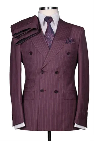 Suzhoufashion Brek Blue Double Breasted Peaked Lapel Prom Outfits For Men