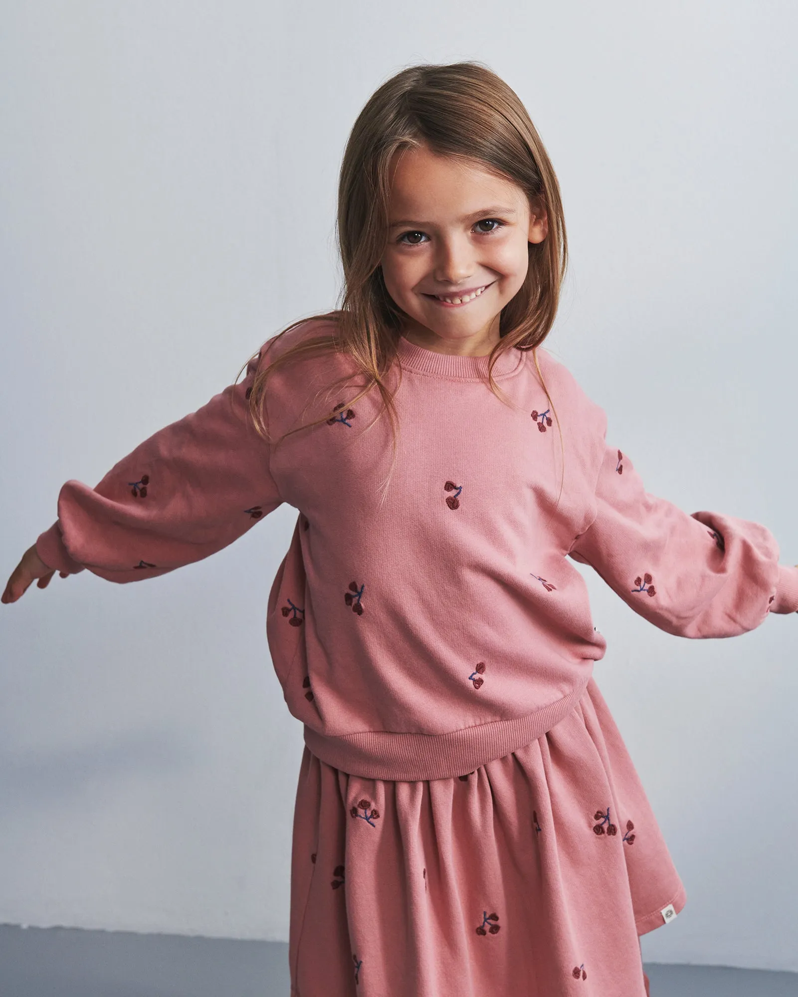 Sweatshirt w. Embroidery - Kids - Dusty Rose
