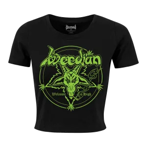 Weedian - Welcome To High Green Logo Women’s Crop T-Shirt - Black
